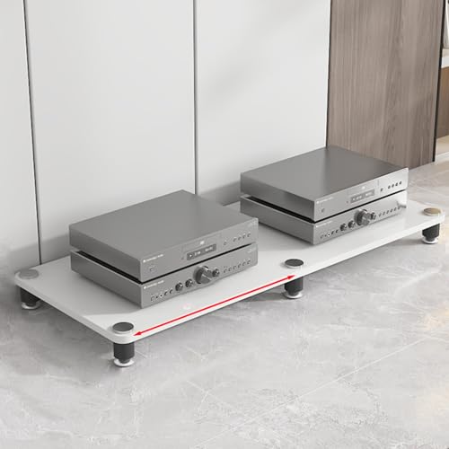 Stojak gramofonowy z winylowym uchwytem na głośnik z połowy wieku drewniane półki narożne szafka komponentowa do odtwarzaczy DVD/puszek kablowych Design Av Media Stand, jasnobiały, 120 x 40 x 5 cm