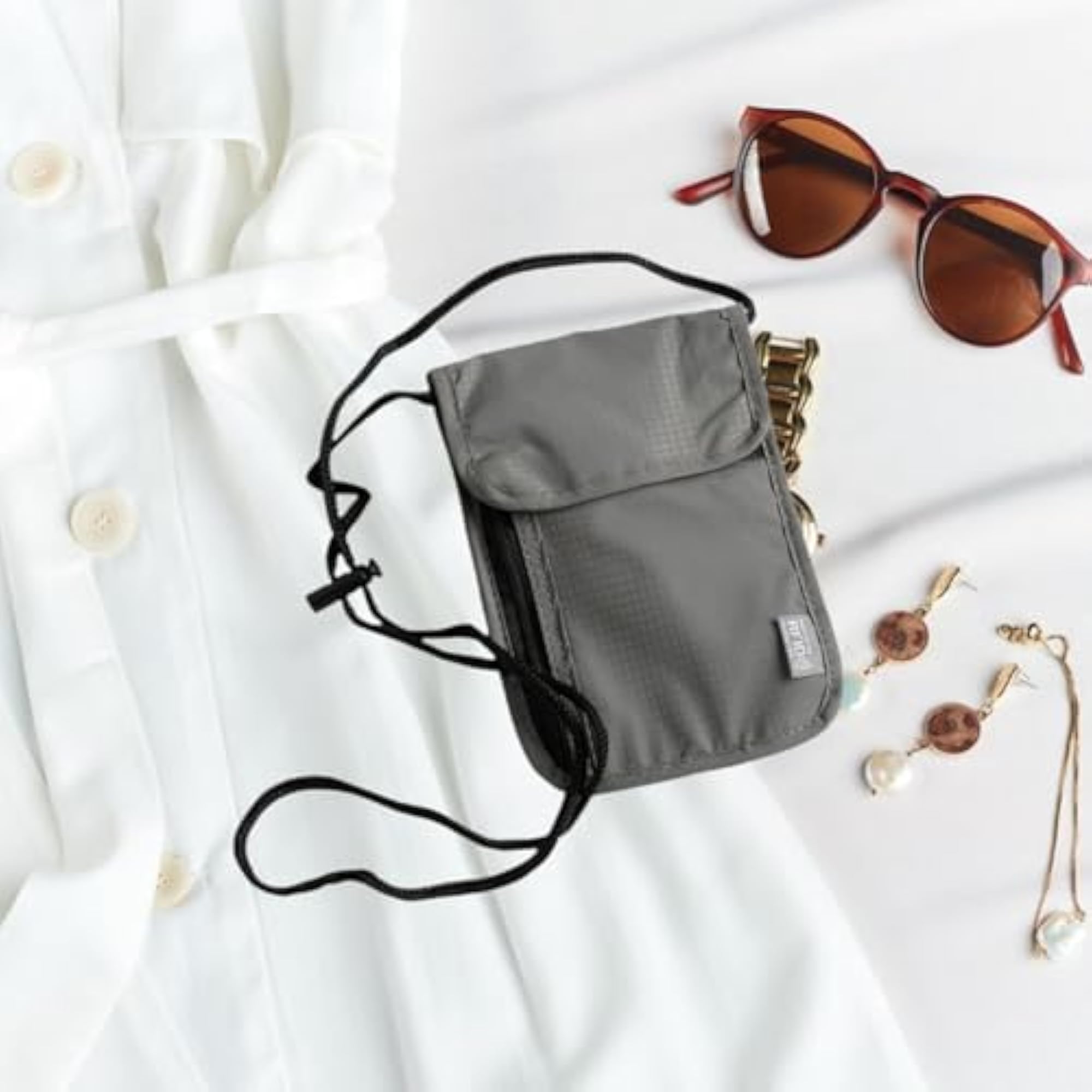 Men's Lightweight Travel Neck Wallet with Multiple Pockets