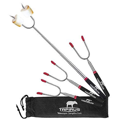 Tapirus Marshmallow Roasting Sticks – Set of 4 Telescoping Campfire Sticks - Protect