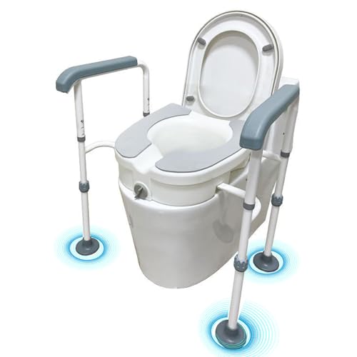 Rehausseur de toilettes adulte réglable et chaise percée avec accoudoirs pour PMR