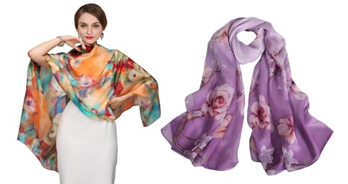 100% mulberry silk scarf for women-Large Oblong Lightweight Beach Wrap Cover up-Travel Photo Scarf