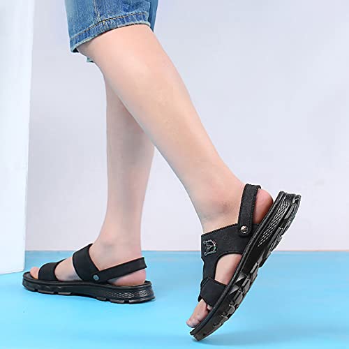Men's Leather ls, Summer Casual Open Toe Outdoor Athletic Comfortable Beach Slippers, Soft Rebound and Comfortable Foot Feel Strap ls2