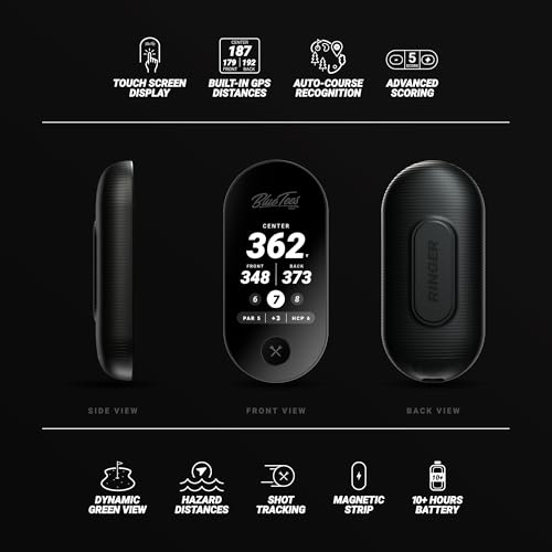 Blue Tees Golf Ringer - Magnetic Golf GPS Handheld, Touch Screen Display, Water Resistant Golf Distance Range Finder, 40,000+ Preloaded Courses, 10+ Hours Battery, Built-in Magnetic Strip - Image 2