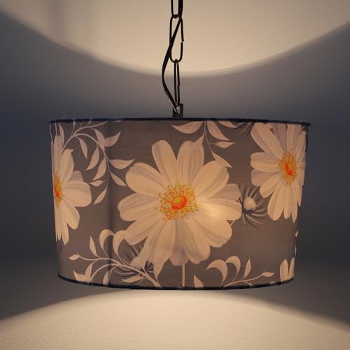 Image of Tu Casa Narcissue Floral Print Fabric Glow Pendent Light Hanging Lamp For Bedroom, Living Room, Lounge, Office, Gifting Area Without Bulb For Home Decoration (Height - 20 inch)