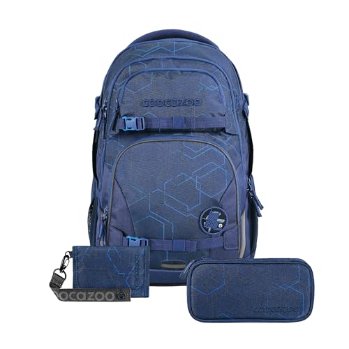 coocazoo Schulrucksack-Set Porter „Blue Motion“ 3-teilig, blau,...
