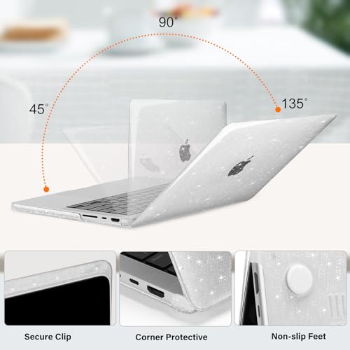 MOSISO Compatible with MacBook Pro 14 inch Case M5 2026 M4 M3 M2 M1 2025-2021 A3427 A3426 A3434 A3112 A3185 A3401 A2918 A2992 A2779 A2442, 4 in 1 Kit Sparkly Glitter Hard Shell,Transparent by MOSISO - Image 3