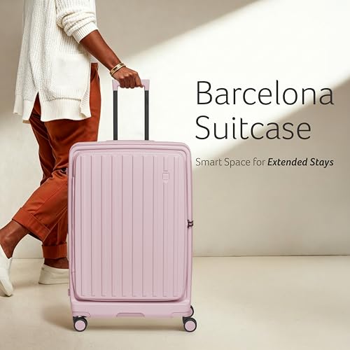 Image of Acer Barcelona Suitcase, 28 inch Check-in, with 360 Degree Spin 8 Wheels, TSA Lock, Top Opening, Expandable, Recycled Polyester Material, Pink