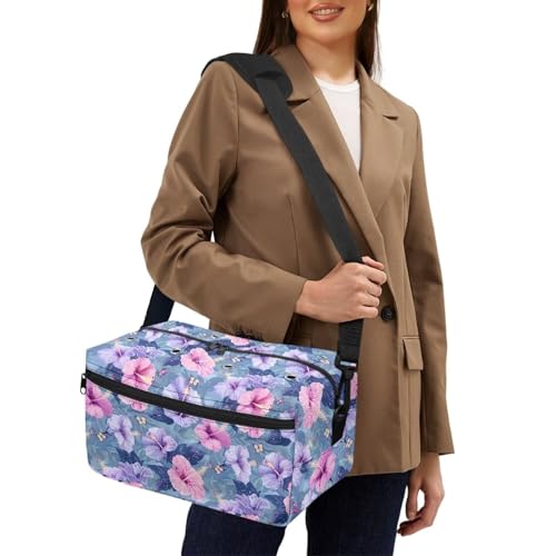 Image of Drnuikhe Purple Flower Crochet Bag Knitting Storage Bag Anti Dust Yarn Storage Organizer Crocheting Kit, Knitting Needles, Yarn Balls, Project & Sewing Supplies - No Accessories