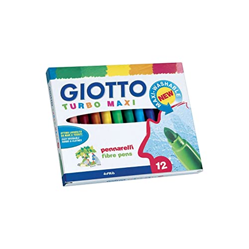 Giotto Turbo Maxi Pennarelli Punta Larga 5 mm, 12 Pezzi