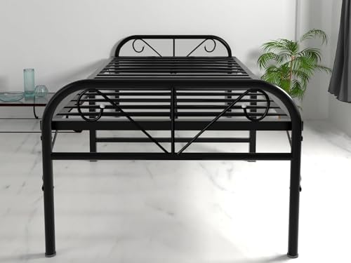 Image of APRODZ Metal Folding Bed Single Size for Sleeping Guest Bed Easily Storable Black Powdercoated (Single, 2.5ft x 6ft)