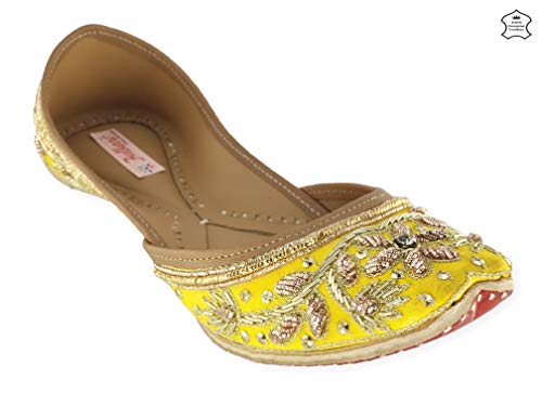Image of Fulkari Women's Murraya Genuine Soft Leather Juttis | Bite and Pinch Free Jutis | Punjabi Jutti For Ladies | Bridal Ethnic Stylish Mojari Flats For Girls |
