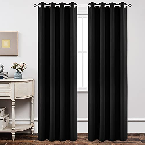 Image of Joydeco Blackout Curtains 108 Inch Length, Thermal Insulated Long Curtains& Drapes, Room Darkening Grommet Drapes for Living Room Bedroom Window (W52 x L108 Inch, Black) (Pack of 14)