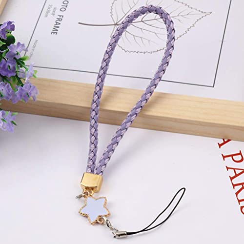 Fuqimanman2020 Stars Cell Phone Lanyard Strap Charms for Women Girls- Cute Wrist Leather Handmade Sring Rope for Purse Keychain Car Key(Purple)