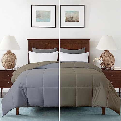 Image of Razzai Restful Sleep Microfiber Summer Season Ac Reversible Comforter 220 GSM (90 inch x 90 inch Inches /228cm x 228cm) - Queen Size Comforter|Silver /Beige|