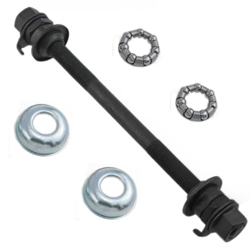Axe de vélo 180 mm avec roulement à billes et kit d'écrous pour moyeu arrière 3/8 noir