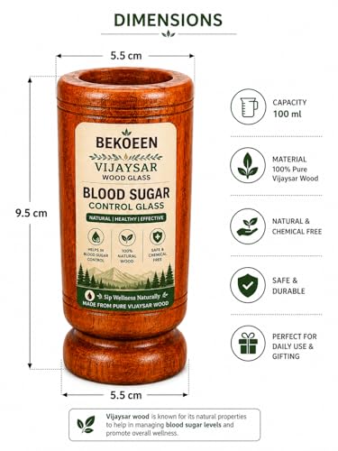 Image of Vijaysar Wood Ayurvedic Extra Large Glass | Lab Tested | Bija Tree Wooden Tumbler | Pterocarpus Marsupium Herbal Wood, Vijaysar ki lakdi ka Glass 100ml Water Capacity