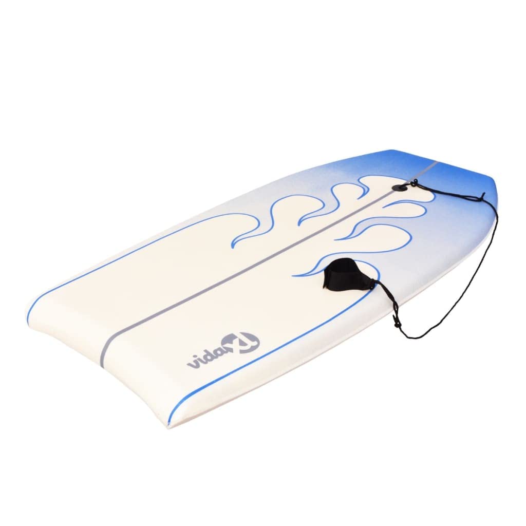 Bodyboard niebieska 104 cm z deską XPE i rdzeniem z pianki EPS, dno PP, smycz bezpieczeństwa, dla dzieci i dorosłych, idealna do surfowania, jazdy na fali, sportów wodnych i wakacji na plaży