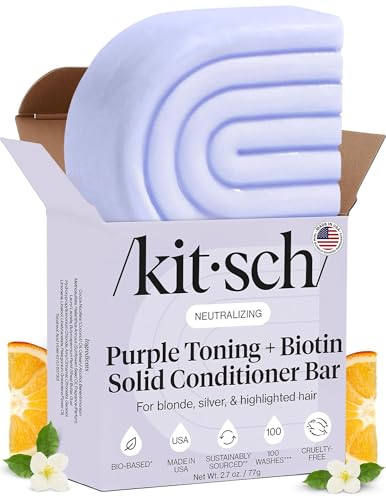 Kitsch Toning Purple Conditioner For Blondes & Color Treated Hair - Conditioner Bar For Women & Men - With Biotin for Strengthening & Neutralizing Brassy Tones - Vegan Silicone & Sulfate Free - 2.7oz