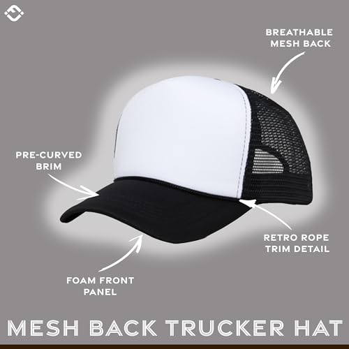 Image of Funky Junque Blank Mesh Foam Lightweight Snapback Trucker Hat | Lightweight Foam Trucker Hat with Breathable Mesh Back, Golf Beach and Street Style, Trendy Trucker Hats for Men