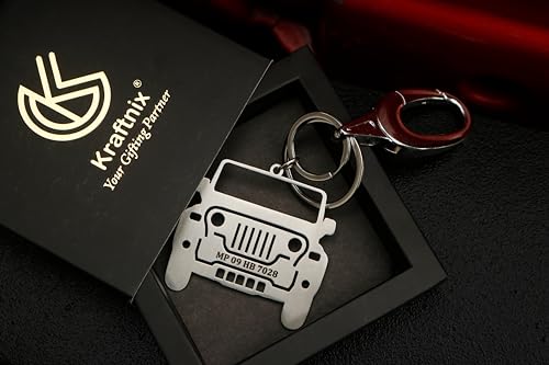 Image of Personalized Stainless Steel Keychain for Men | Custom Engraved Number Plate Key Ring | Metal Keychain for Car Lovers | Personalized Gift for Husband, Boyfriend & Auto Enthusiasts