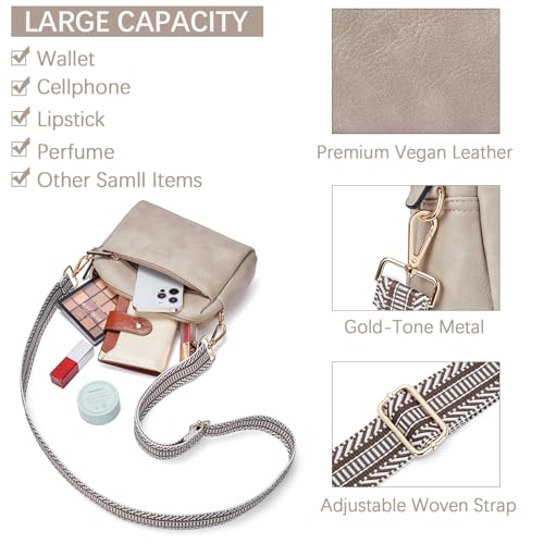 Image of BOSTANTEN Small Crossbody Purse for Women Triple Zip Cell Phone Leather Handbag with Colored Shoulder Strap