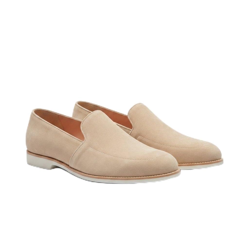 costoso italiano Ronan Men's Suede Slip-On Loafers, Beige with White Rubber Sole-picture-15