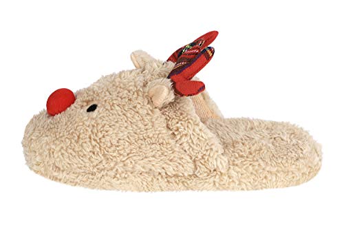 Xmas Buffalo Plaid Reindeer Antler Women’s Fluffy Plush Slip On Cotton Slippers Non-Slip Indoor House Warm Fuzzy Spa Slippers4