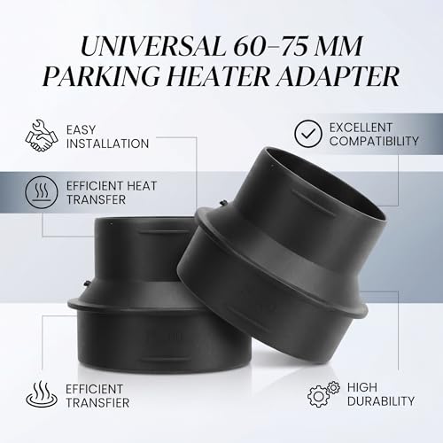 1 para Trwała Rura Adaptera Ogrzewania Postojowego ABS 60 MM do 75 MM Nagrzewnica Przewód Rurowy Złącze Joiner do Podgrzewacza Webasto