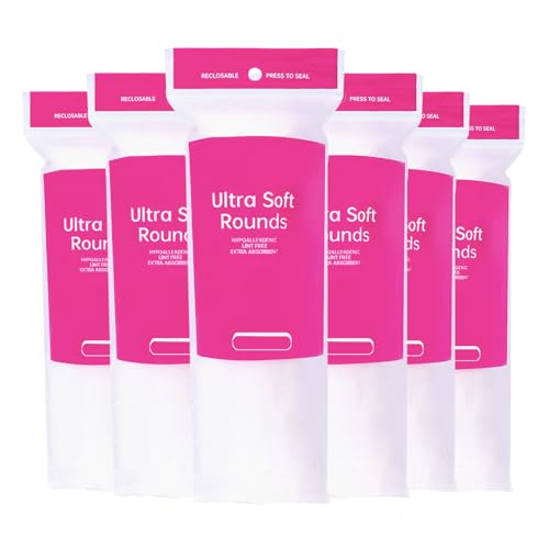 600 PCS Cotton Rounds – 100 Count (Pack of 6) - Soft, Absorbent, Face Pads for Makeup Removal, Skincare, Skin Care and Facial Cleansing - Lint Free