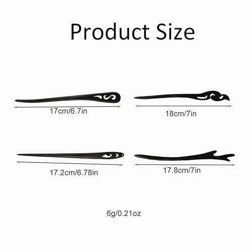 Miniatura 2 de 4 palillos de madera vintage hechos a mano chinos, japoneses, negros, palillos de madera para el cabello, horquillas largas para mujeres y niñas