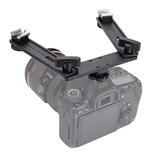 Neufday Conjunto de suporte de flash móvel com barra transversal dupla Hot Shoe Mount