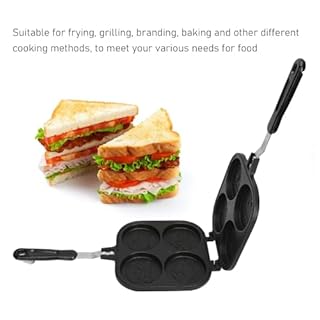 MEMEWOCA Padella per pancake a doppia faccia, padella per panini in lega di alluminio antiaderente per uova, frittate, pane, ruote e torte, fornello multifunzionale per uso interno ed ester