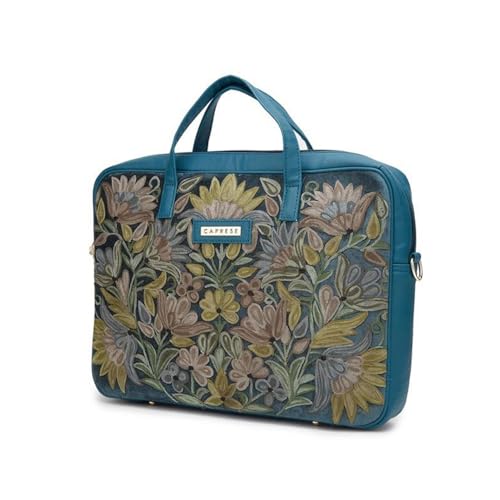 Image of Caprese TRESNA Embroidery Laptop Tote Green Handbag