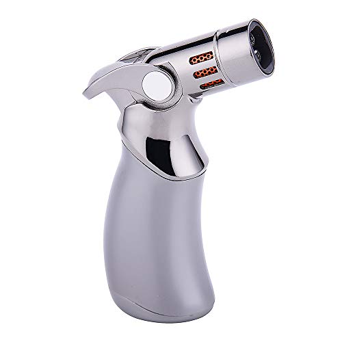 Cooking Torch Kitchen Lighter, Windproof Lighter No Gas Large Firepower Refillable Butane Torch Single Flame Lighters for Cooking Camping BBQ Outdoors -1 PCS (Black)