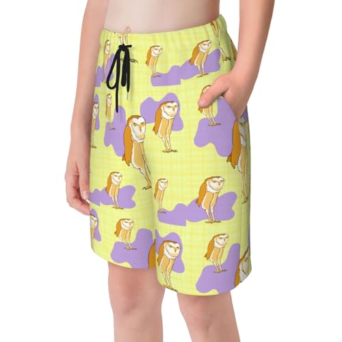 Standing Owl Youth Beach Pants, Soft and Breathable, with Drawstring Waist, Suitable for Sports and Leisure.4
