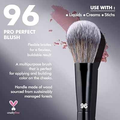 Bueart Design PRO Perfect Blush Makeup Brush 96 with Fluffy Ultra-soft Synthetic Bristles for Blush,Powder