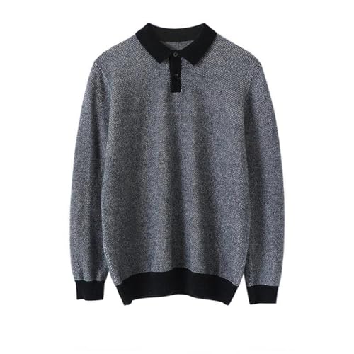 Men's Winter Warm 100% Cashmere Patchwork Jumpers Business High Street Turn-Down Collar Knitted Sweater2