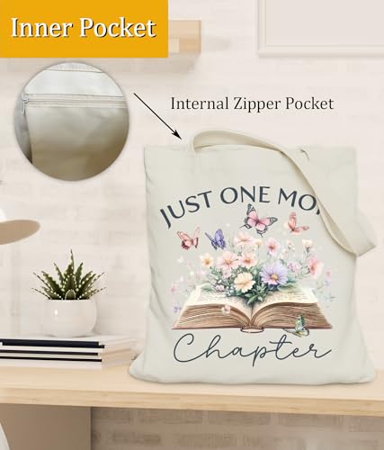Image of Book Lovers Gifts Tote Bag for Bookish Readers, Aesthetic Book Tote Bag for Librarian, Medium Size with Inner Pocket