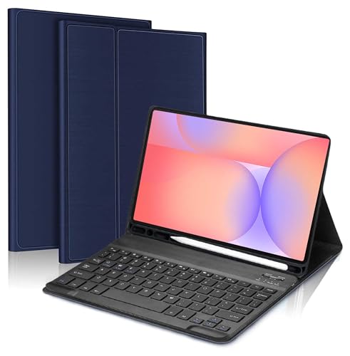 Image of ProElite Keyboard case for Samsung Galaxy Tab S9 FE 10.9 /Tab S10 Lite 10.9 inch /S10 FE 10.9 inch /S9 11 inch with S Pen Holder, Magnetic Detachable Wireless Bluetooth Keyboard, Dark Blue