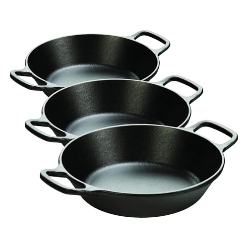 Image of Lodge 8 Inch Pre-Seasoned Cast Iron Skillet - Dual Assist Handles - Use in the Oven, Stove, Grill, or Over a Campfire - Black (Pack of 3)