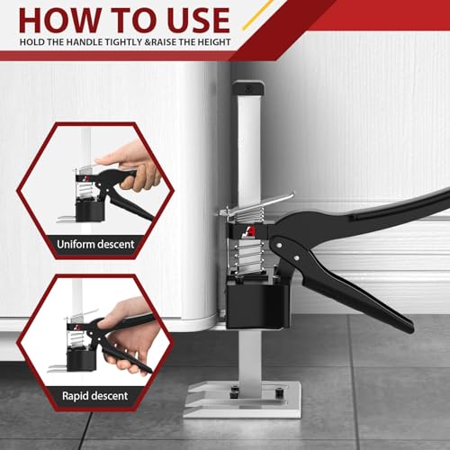 Image of 2 Pack Labor Saving Arm Jack Handle, 6.69 Inch Lift Height 440LBS Multifunctional Handheld Lifter Tool, Furniture Jack Height Adjuster for Cabinet Wall Tile Construction Installation