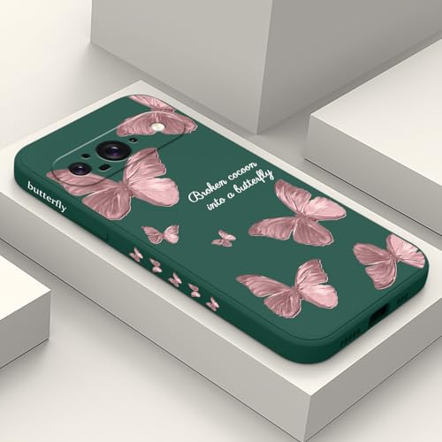 Coque Pixel 9 motif floral vert papillon : fine et anti-rayures