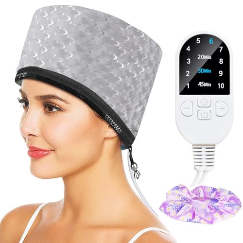 DEWEL Gorro Termico para Cabello, Gorro Térmico Peluqueria, Gorro Calor Pelo Termico, Temperatura Ajustable, Calienta Uniformemente, Gorro Secador de Pelo, Eléctrico Gorro Termico Peluqueria(Blanco)
