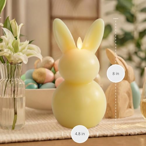 Image of Luminara Easter Bunny Candle- Lemon Chiffon 4.5 inch x 4.5 inch x 8.5 inch- Flameless Real-Flame Holiday-Inspired Decor- AA Batteries- Flickering LED Flame