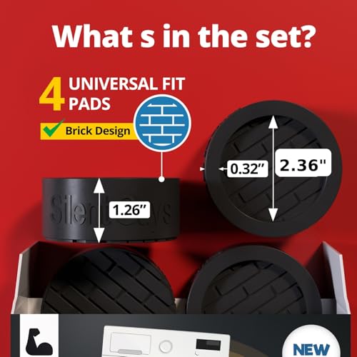 Image of Silent Guys Heavy Duty Anti Vibration Pads for Washing Machine - 4 Pack Washer Vibration Pads, Anti Vibration Mat & Black Washing Machine Vibration Pads