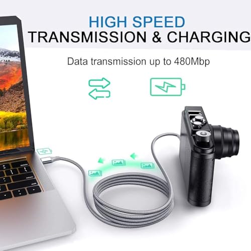 Mini USB Cable USB 2.0 High Speed Cable Type A to Mini B Data Charging Cable 2.4 A Compatible with Digital Camera, Hero 3/4, Hero HD, PS3 Controller, Dash Cam, Nikon, MP3, MP4, GPS, Data Sync, 6.6ft