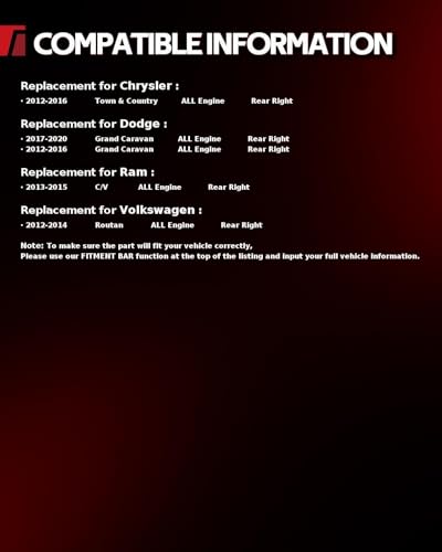 Image of Torchbeam Rear Brake Caliper Right for Dodge 2012-2020 Grand Caravan, Chrysler 2012-2016 Town & Country, Ram 2013-2015 C /V, Rear Right Caliper Replace # 18B5398