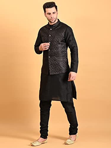 Image of Uri and MacKenzie Men's Silk Blend Kurta Pajama with Designer Ethnic Nehru Jacket /Modi Jacket