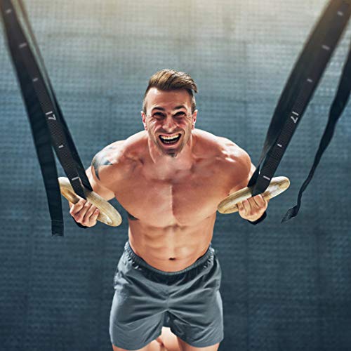 CCLIFE Gymnastikringe Gym Ringe Holz Fitness Trainingsringe Turnringe Olympische Gymnastic Rings fitnessringe Holzringe, Farbe:Gymnastikringe Holz