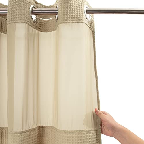River Dream Linen Fabric Shower Curtain Set, Cotton Blend, Waffle Weave, With Snap In Replacement Liner，71 X 74 Inches #TOP1